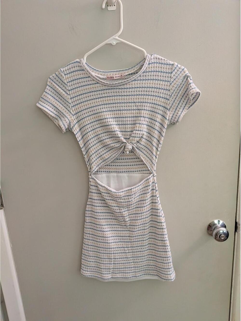 Bailey Rose Striped Waffle Knit Cutout Mini Dress - Size XS Summer Lux Beach EUC